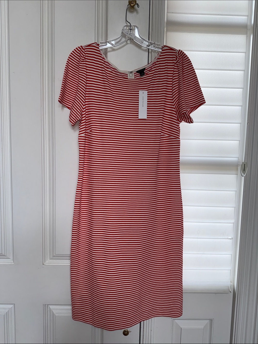 NWT Ann Taylor Red & White Striped Short Sleeve Dress